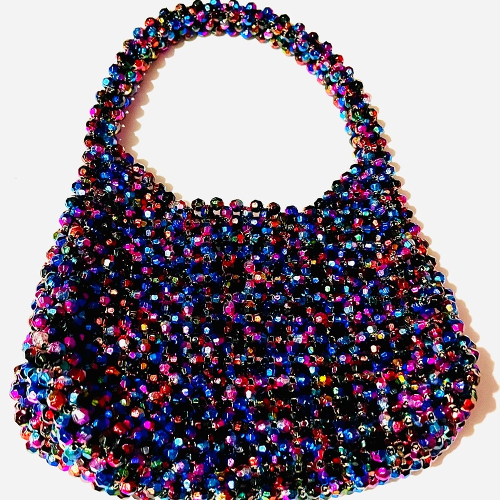 Multicolor Beaded Evening Clutch Bag
